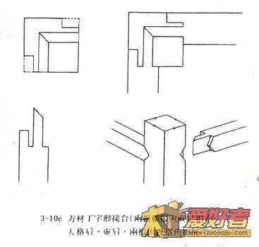 3-10c 方材丁字形接合(两根横杖与直足交，大格肩，虚肩，两杖出榫格角相抵).jpg