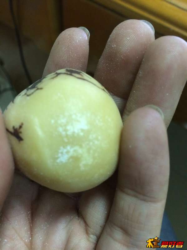 锉完后发现这枚象牙果可能跌过，有瑕疵。。。。