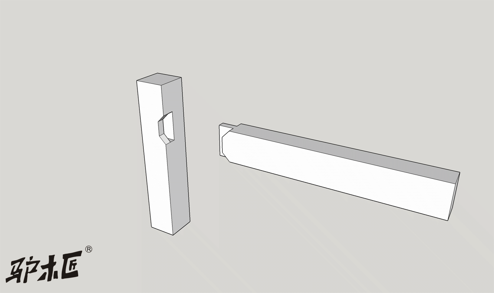 12.方材丁字形接合（榫卯用小格肩）.gif