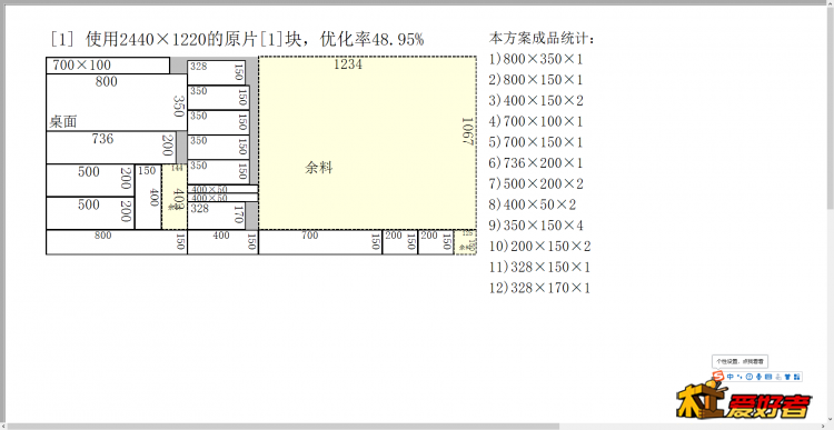 书桌裁板图（3mm锯缝）