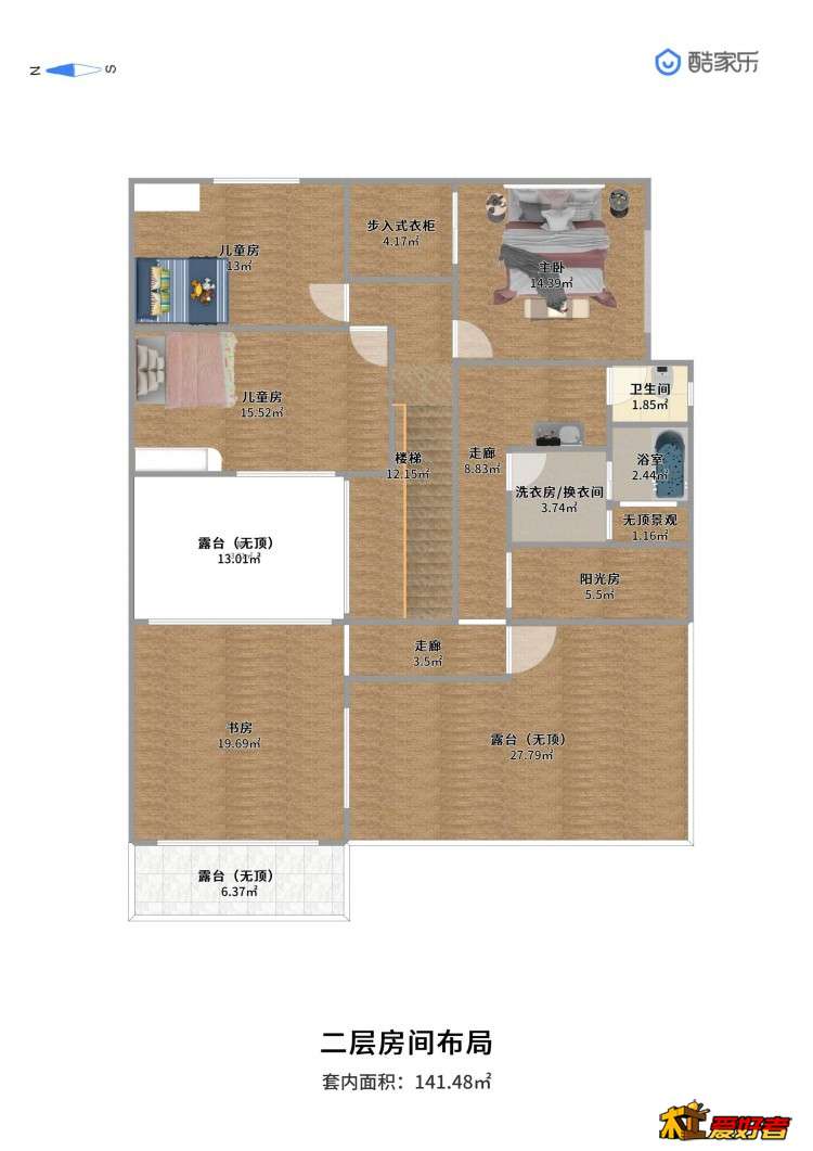 酷家乐装修网-二层房间布局-户型图.jpg