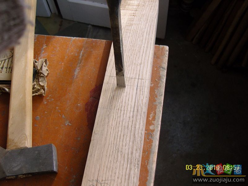 制作，凿刨膛，注意凿时要留线，不要过线