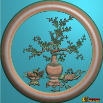 花瓶梅花圆框