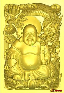 46牌镂空盘龙弥勒佛公双面ArtCAM精修牌子图完美版