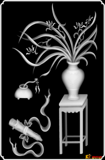 四季花博古琴棋书画梅兰竹菊，含灰度图