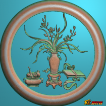 花瓶兰花圆框